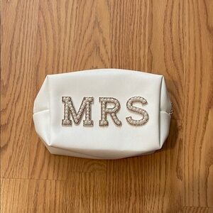 Elegant White 'MRS' makeup bag